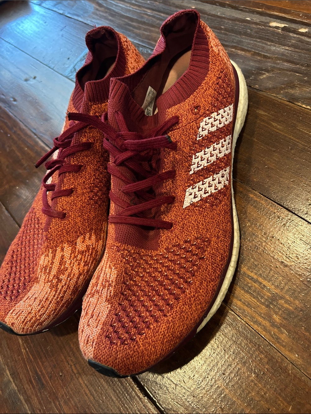 adidas Knit Running Sneakers - Orange and Maroon